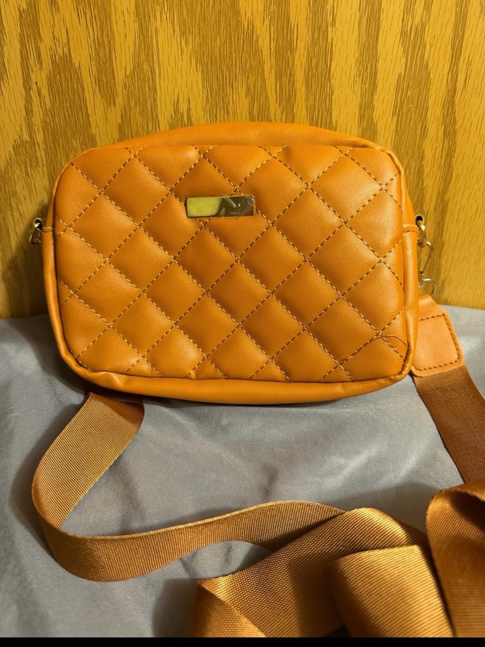 Quilted Crossbody Bag in Cognac Brown - Women's Shoulder Bag